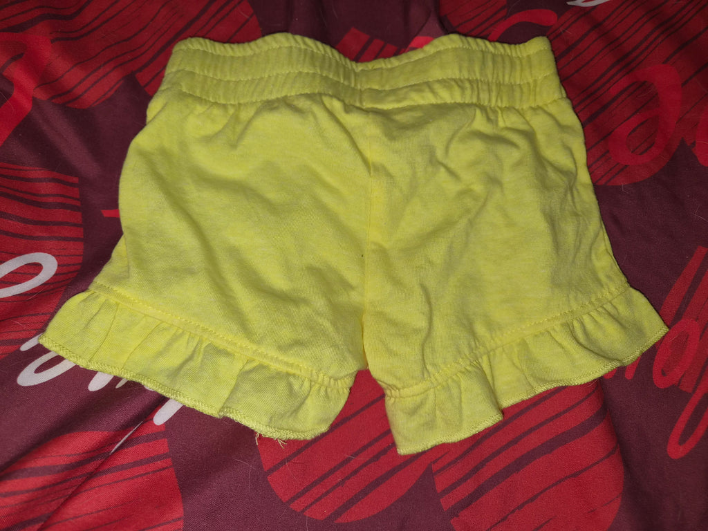 Short tissus jaune fille 3 ans